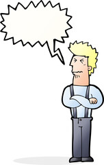 cartoon annoyed man with speech bubble