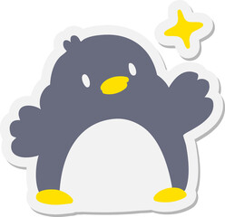cute christmas penguin with star sticker