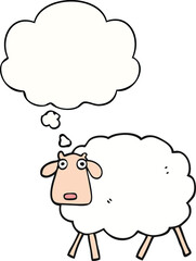 cartoon sheep and thought bubble