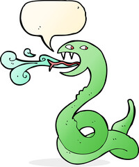 cartoon hissing snake with speech bubble