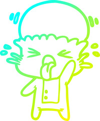 cold gradient line drawing disgusted cartoon alien