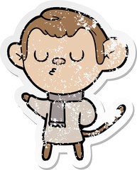 distressed sticker of a cartoon monkey