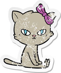distressed sticker of a cute cartoon cat