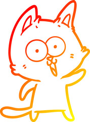 Obraz premium warm gradient line drawing funny cartoon cat
