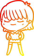 warm gradient line drawing cartoon woman