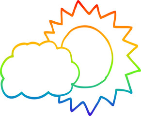 rainbow gradient line drawing cartoon weather