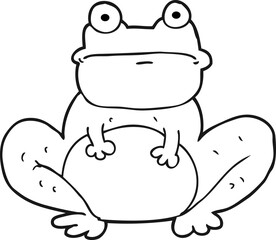 black and white cartoon frog