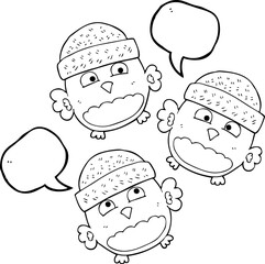 speech bubble cartoon cute owls