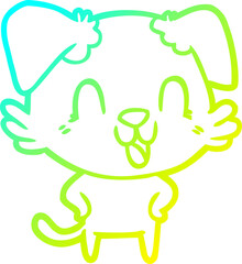 cold gradient line drawing laughing cartoon dog