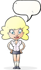 cartoon pretty woman with speech bubble