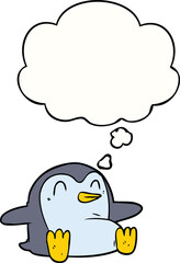 cartoon penguin and thought bubble