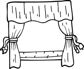line drawing cartoon stage curtains