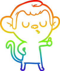 rainbow gradient line drawing cartoon calm monkey