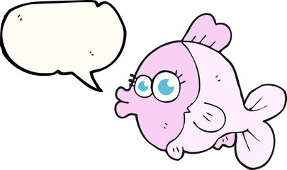 funny speech bubble cartoon fish with big pretty eyes