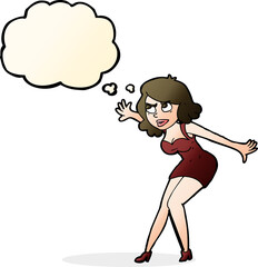 cartoon female spy with thought bubble