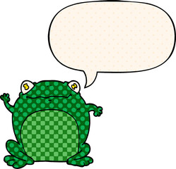 cartoon frog and speech bubble in comic book style