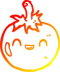 warm gradient line drawing cute cartoon tomato