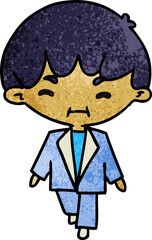 textured cartoon kawaii cute boy in suit