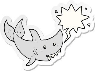 cartoon shark and speech bubble sticker