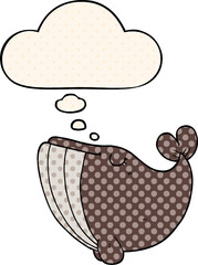 cartoon whale and thought bubble in comic book style