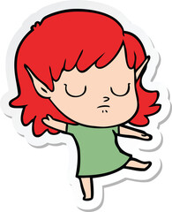 sticker of a cartoon elf girl