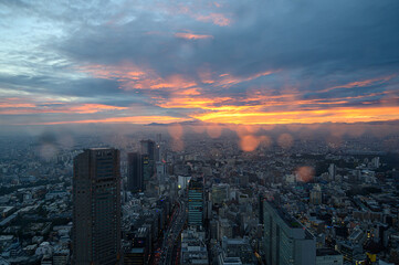 Fototapeta premium 雨のSHIBUYA SKYからの眺め