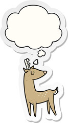 cartoon deer and thought bubble as a printed sticker