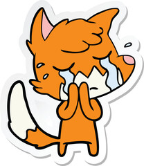 sticker of a crying fox cartoon