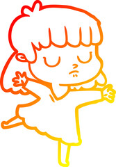 warm gradient line drawing cartoon indifferent woman