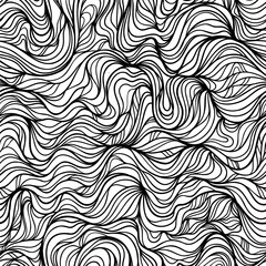 Simple black and white pattern in doodle style. Fancy twisted curls. Vector illustration.