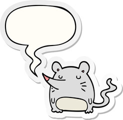 cartoon mouse and speech bubble sticker