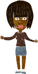 cartoon woman shrugging shoulders