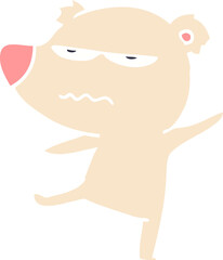 annoyed bear flat color style cartoon pointing