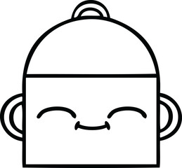 line drawing cartoon cooking pot