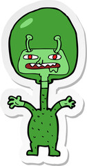 sticker of a cartoon space alien