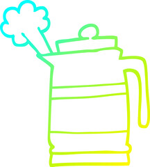 cold gradient line drawing cartoon kettle