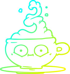 cold gradient line drawing cartoon hot cup of coffee