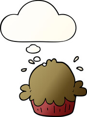 cute cartoon pie and thought bubble in smooth gradient style