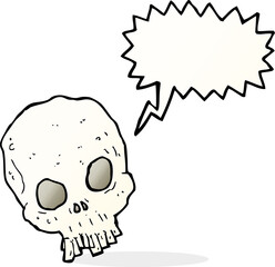 cartoon spooky skull with speech bubble