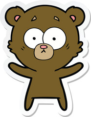 sticker of a surprised bear cartoon