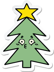 sticker of a cute cartoon christmas tree