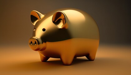 A Baby Piggy Bank Offers Financial Security with a Gold Luster: Savings for the Future, Generative AI