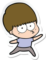 Obraz premium sticker of a nervous cartoon boy