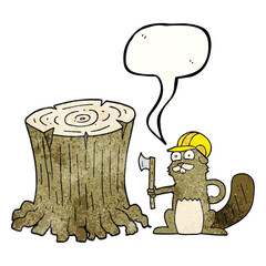 speech bubble textured cartoon beaver