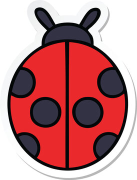 sticker of a cute cartoon lady bug