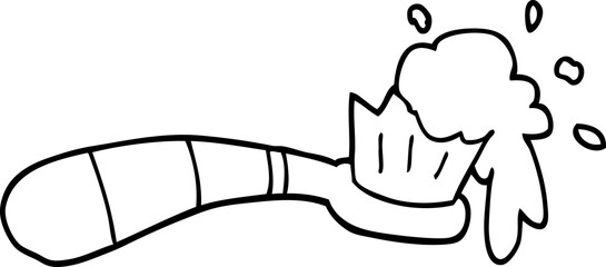 line drawing cartoon toothbrush