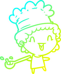 cold gradient line drawing cute cartoon happy chef