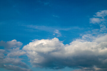 Blue sky background with clouds.