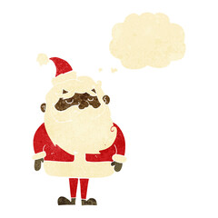 cartoon santa claus with thought bubble