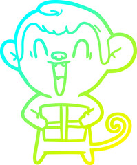 cold gradient line drawing cartoon laughing monkey